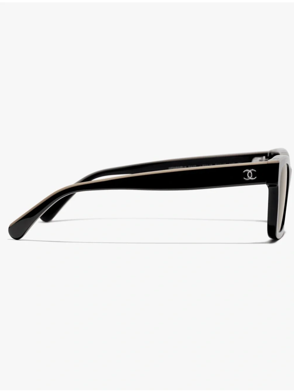 CHANEL Black Sunglasses with beige Trim - Classic Square Frame